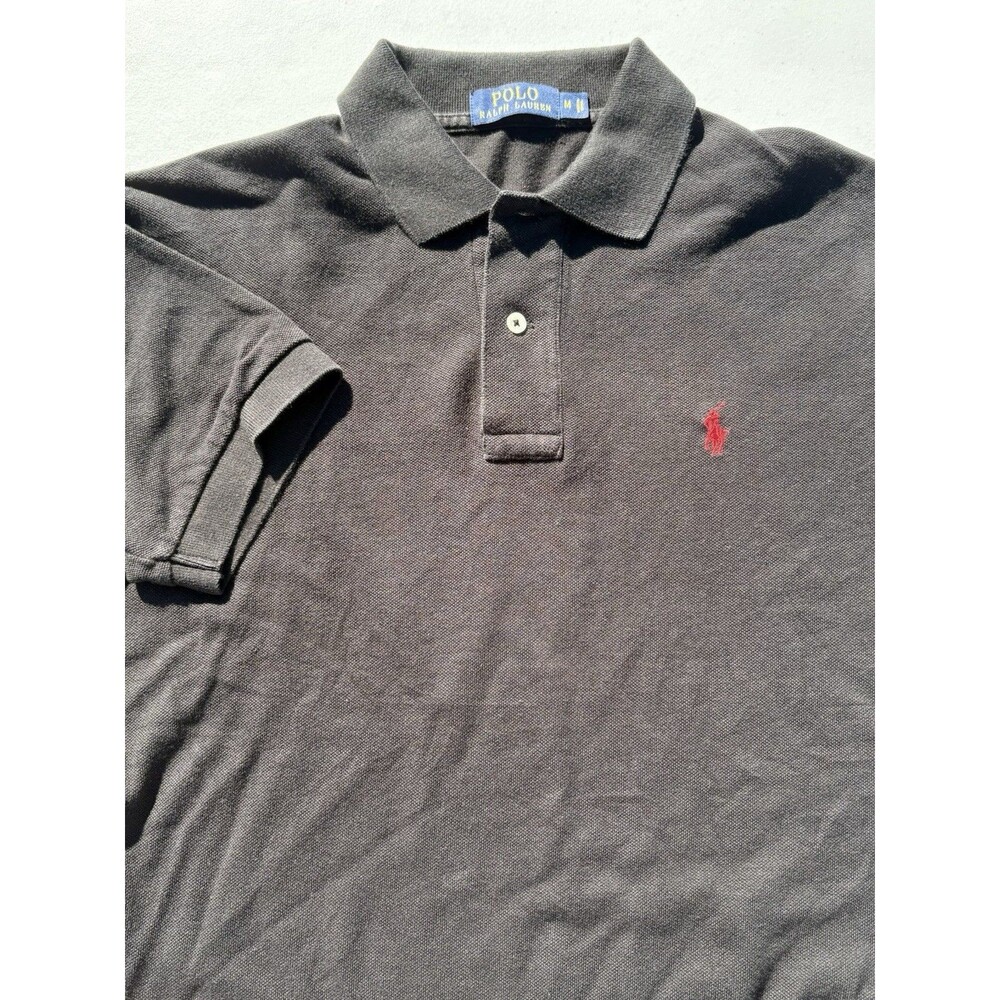Polo Ralph Lauren Polo Shirt Mens Size Med Black Red Pony Short Sleeve Casual